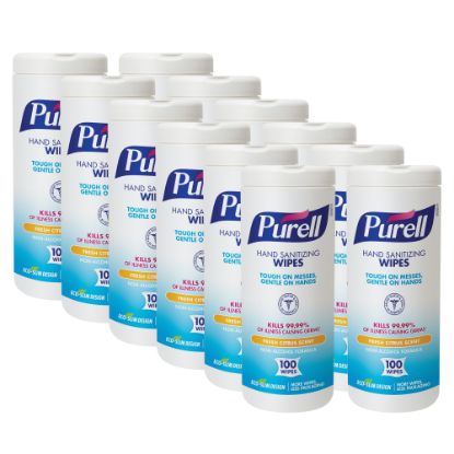 Picture of Purell Textured Sanitizing Wipes, Fresh Citrus, 100 Wipes Per Tub, Carton Of 12 Tubs