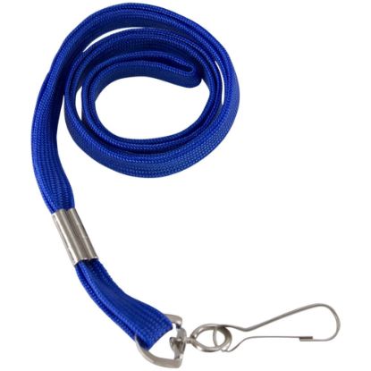 Picture of SICURIX Flat Metal Hook Lanyard - 100 / Pack - 0.4in Width x 36in Length - Blue