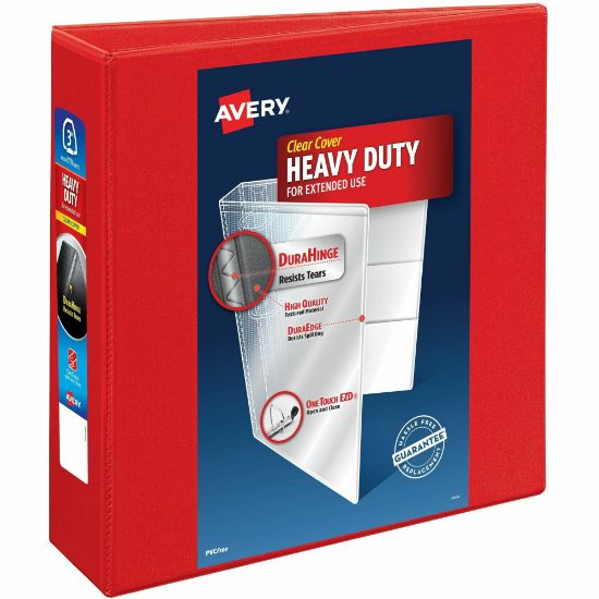 Picture of Avery Heavy-Duty View 3-Ring Binder With Locking One-Touch EZD Rings, 3in D-Rings, Red