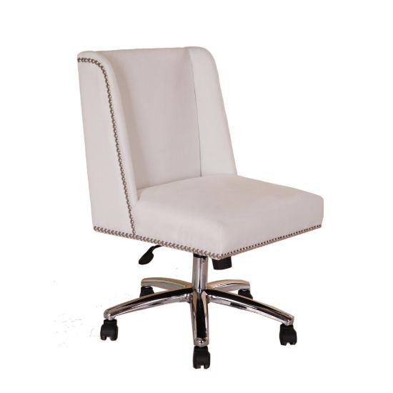 Picture of Boss Office Products Decorative Velvet Mid-Back Task Chair, White