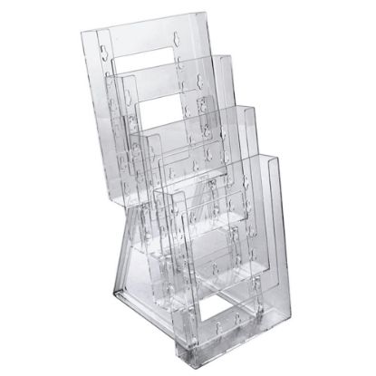 Picture of Azar Displays 4-Pocket Crystal Styrene Tiered Modular Brochure Holders, 13 1/4inH x 6 1/4inW x 7 1/2inD, Clear, Pack Of 2