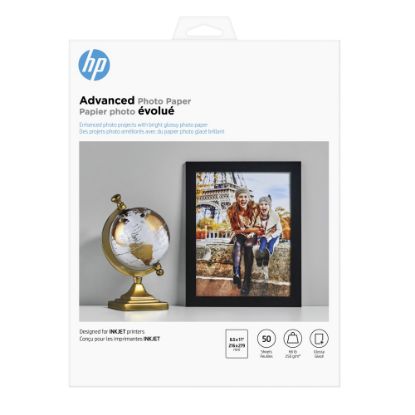 Picture of HP Advanced Photo Paper for Inkjet Printers, Glossy, Letter Size (8 1/2in x 11in), 66 Lb, Pack Of 50 Sheets (Q7853A)