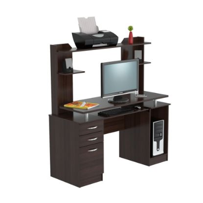 Picture of Inval Credenza/Computer Workcenter With Hutch, Espresso-Wengue