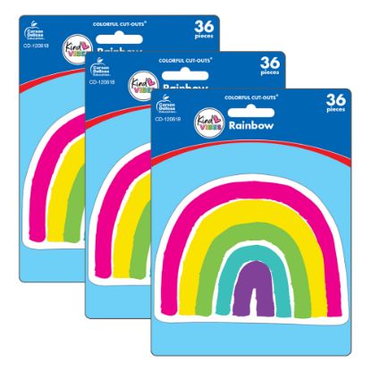 Picture of Carson Dellosa Education Cut-Outs, Kind Vibes Rainbow, 36 Cut-Outs Per Pack, Set Of 3 Packs