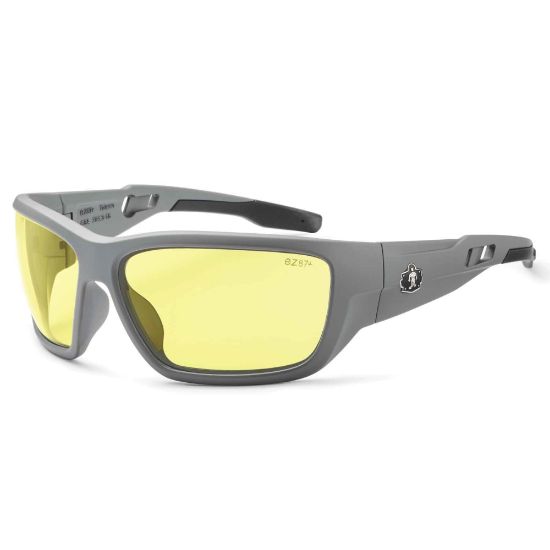 Picture of Ergodyne Skullerz Safety Glasses, Baldr, Matte Gray Frame, Yellow Lens