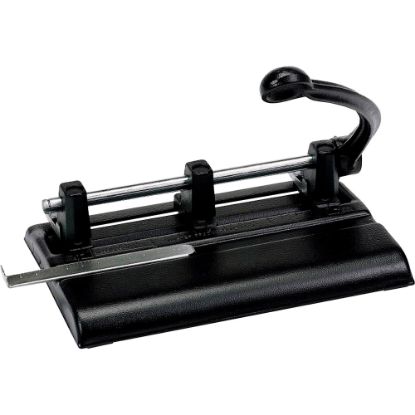 Picture of Master Products Power Handle 2/3-hole Paper Punch - 3 Punch Head(s) - 40 Sheet Capacity - 13/32in Punch Size - 10.9in x 7.5in x 11.1in - Black