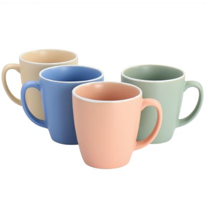 Picture of Spice by Tia Mowry Creamy Tahini 4-Piece Stoneware Mug Set, 17.5 Oz, Assorted Colors