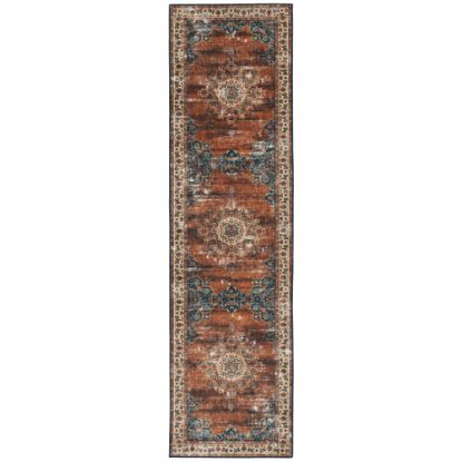 Picture of Linon Washable Area Rug, 2ft x 8ft, Crispin Russet/Ivory