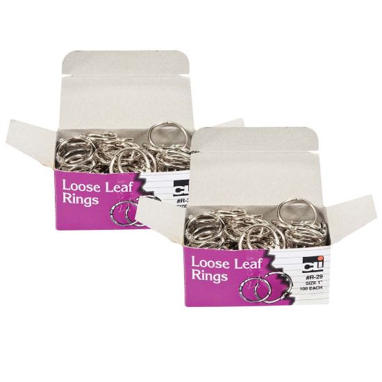 Picture of Charles Leonard Loose Leaf Book Rings, 1in, 175 Sheets, 100 Rings Per Box, Pack Of 2 Boxes