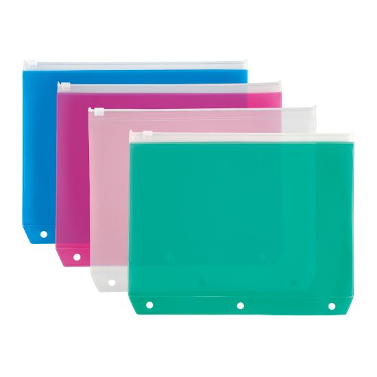 Picture of Office Depot Brand Transparent Binder Pocket, Large, 8 1/2in x 10 1/2in, Assorted Colors