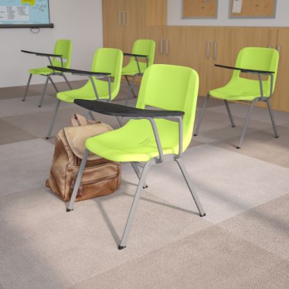 Picture of Flash Furniture Ergonomic Shell Chairs, Green, Set Of 5 Chairs