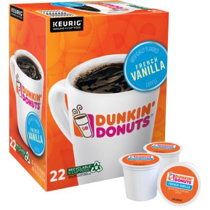 Picture of Dunkin Donuts Single-Serve Coffee K-Cup, French Vanilla, Carton Of 22