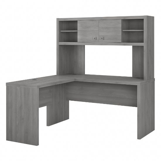 Picture of Bush Business Furniture Echo L-Shaped Desk With Hutch, Modern Gray, Standard Delivery