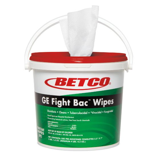 Picture of Betco GE Fight Bac Disinfectant Wipes, Fresh Scent, Bucket Of 500 Wipes