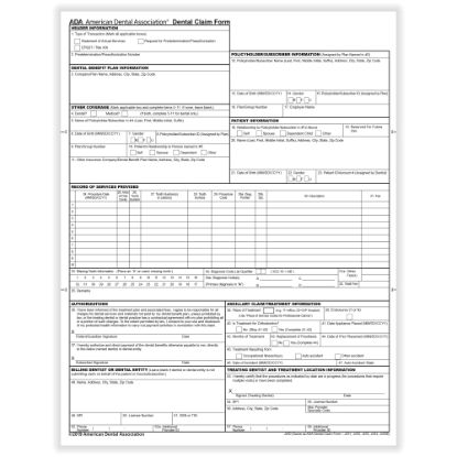 Picture of ComplyRight ADA Dental Claim Forms, Laser, 8-1/2in x 11in, Pack Of 1,000 Forms