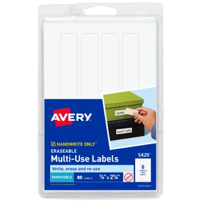 Picture of Avery Removable Erasable Multipurpose Labels, 5429, 7/8in x 2 7/8in, White, Pack Of 80