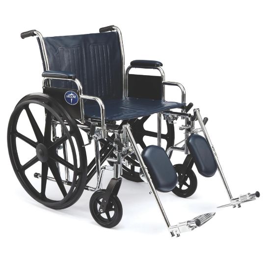 Picture of Medline Extra-Wide Wheelchair, Elevating, 24in Seat, Navy/Chrome