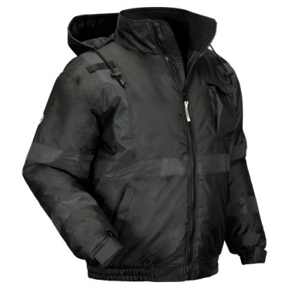 Picture of Ergodyne GloWear 8377EV Thermal-Enhanced Visibility Quilted Bomber Jacket, Large, Black