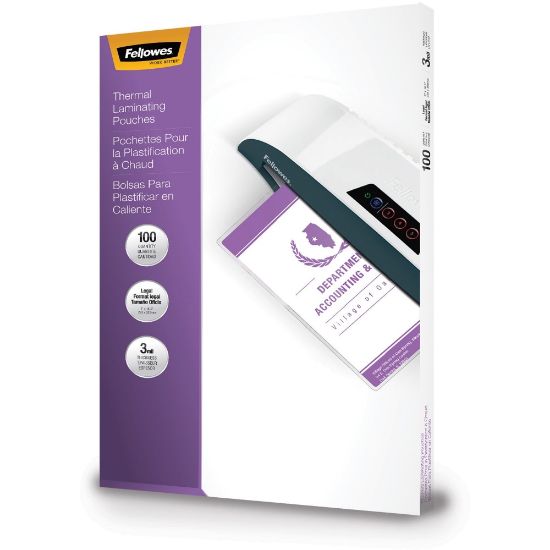 Picture of Fellowes Laminating Pouches, Type G, Glossy, 3 mil Thick, 9in x 14.50in, Clear, Pack Of 100