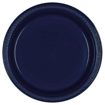 Picture of Amscan Round Plastic Plates, 7in, True Navy, Pack Of 80 Plates