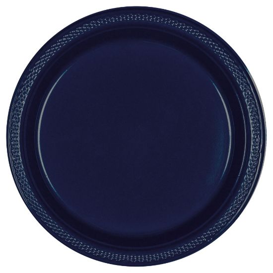 Picture of Amscan Round Plastic Plates, 7in, True Navy, Pack Of 80 Plates