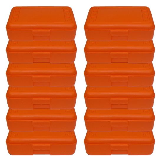 Picture of Romanoff Pencil Boxes, 2-1/2inH x 8-1/2inW x 5-1/2inD, Orange, Pack Of 12 Boxes