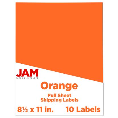 Picture of JAM Paper Full-Page Mailing And Shipping Labels, Rectangle, 8 1/2in x 11in, Orange, Pack Of 10