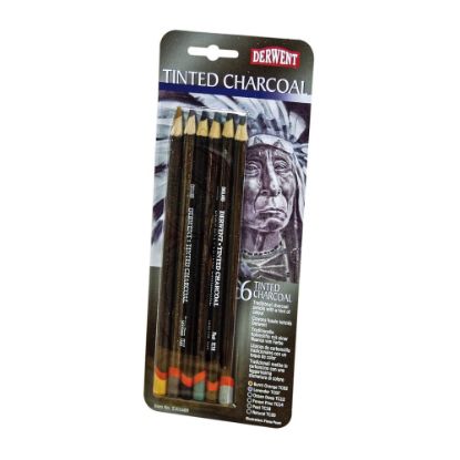 Picture of Derwent Tinted Charcoal Pencil Set, 8 mm, Assorted Colors, Set Of 6