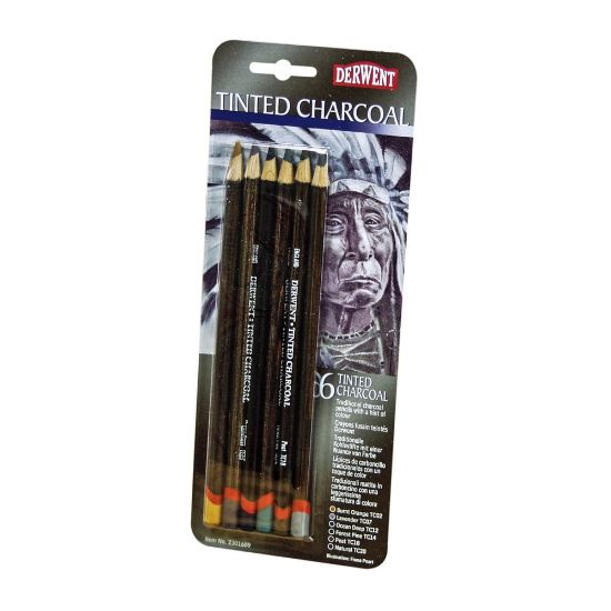 Picture of Derwent Tinted Charcoal Pencil Set, 8 mm, Assorted Colors, Set Of 6