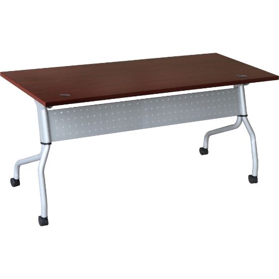 Picture of Lorell Flip Top Training Table, 72inW, Mahogany/Silver