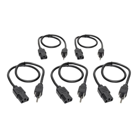 Picture of Eaton Tripp Lite Series Desktop Computer Power Cord, NEMA 5-15P to C13, 5-Pack - 10A, 125V, 18 AWG, 2 ft. (0.61 m), Black - Power cable - power IEC 60320 C13 to NEMA 5-15 (M) - AC 110 V - 2 ft - black (pack of 5)