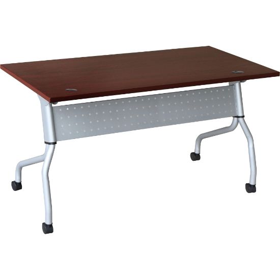 Picture of Lorell Flip Top Training Table, 60inW, Mahogany/Silver