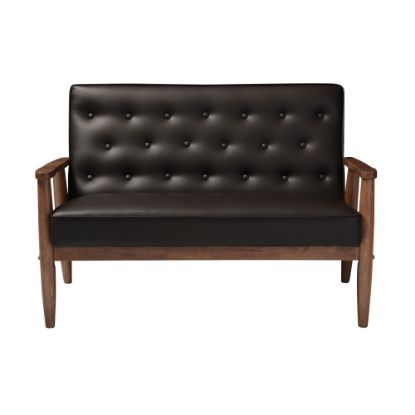 Picture of Baxton Studio Noel Loveseat, Brown/Dark Walnut