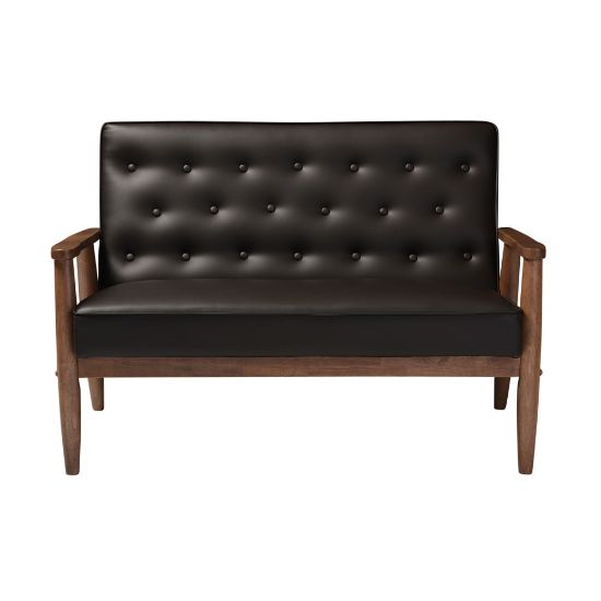 Picture of Baxton Studio Noel Loveseat, Brown/Dark Walnut