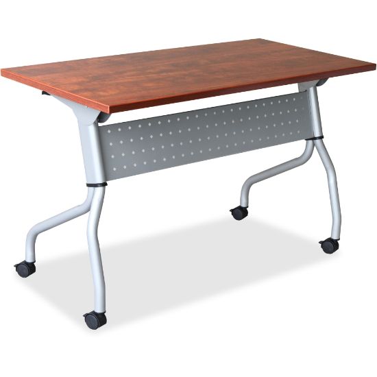 Picture of Lorell Flip Top Training Table, 60inW, Cherry/Silver