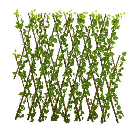 Picture of Nearly Natural Pothos 47inH Plastic Plant With UV Resistant & Waterproof Expandable Fence, 47inH x 49-1/2inW x 2inD, Green