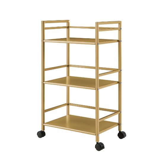 Picture of Ameriwood Home Helix Rolling Utility Cart, 29-15/16inH x 16-13/16inW x 11-7/16inD, Gold