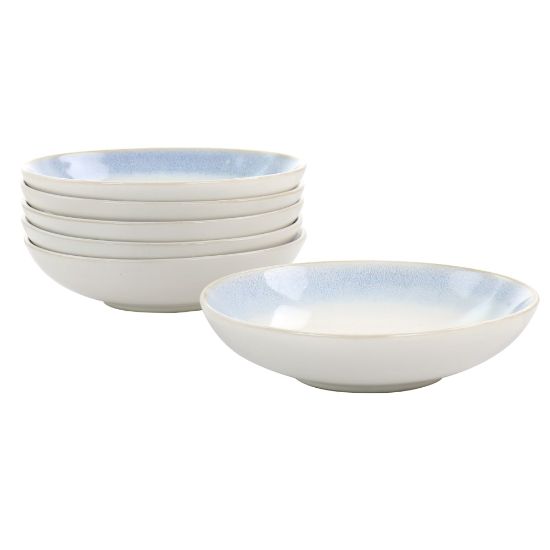 Picture of Martha Stewart Stoneware 6-Piece Dinner Bowl Set, 8-1/4in, Blue Rim