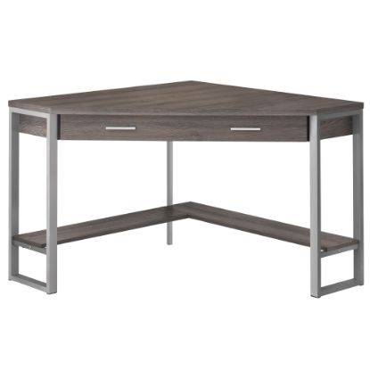 Picture of Monarch Specialties Jordan 42inW Corner Computer Desk, Dark Taupe/Silver