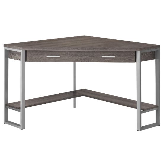 Picture of Monarch Specialties Jordan 42inW Corner Computer Desk, Dark Taupe/Silver