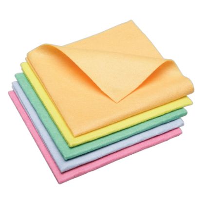 Picture of SKILCRAFT Synthetic Shammy Cloths, 15in x 15in, Assorted Colors, Pack Of 5 (AbilityOne 7920-01-215-6568)