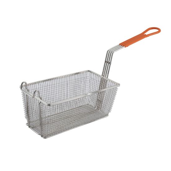 Picture of Winco Fry Basket, 12 1/8inH x 6 1/2inW x 5 3/8inD, 10in Handle, Orange