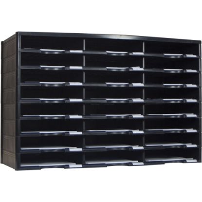 Picture of Storex Stackable Literature Sorter - 12000 x Sheet - 24 Compartment(s) - 9.50in x 12in - 20.5in Height x 14.1in Width31.4in Length - Black - Plastic, Polystyrene - 1 Each