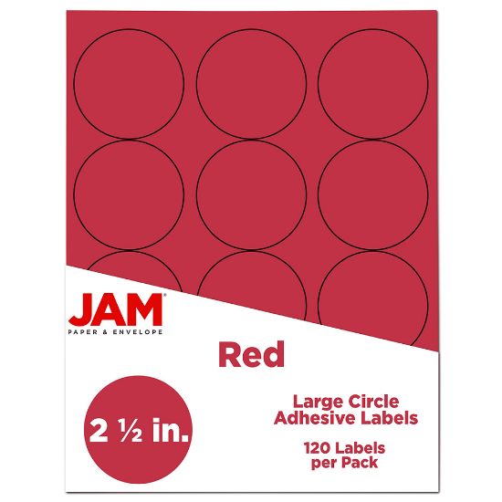 Picture of JAM Paper Circle Labels, 2-1/2in, Red, Pack Of 120 Labels