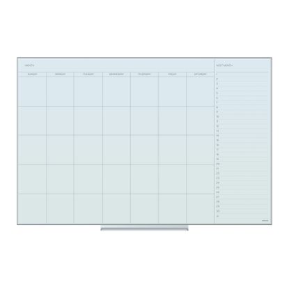 Picture of U Brands Floating Non-Magnetic Glass Dry-Erase Monthly Calendar Board, 36in X 24in, White Frosted Surface, Frameless, Actual Size 35in X 23in (2775U00-01)