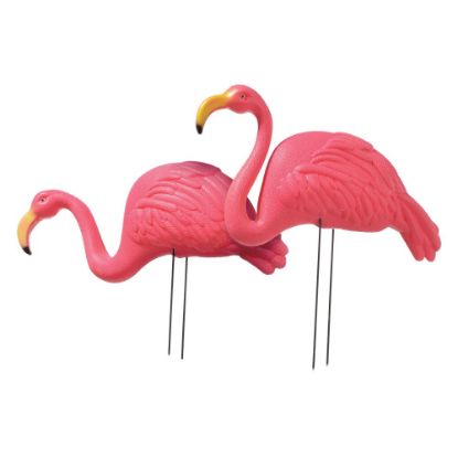 Picture of Amscan Summer Luau Flamingo Yard Stakes, 21inH x 17inW x 2inD, Pink, Pack Of 2 Stakes