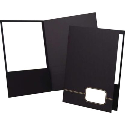 Picture of Oxford Monogram Executive Twin Pocket Portfolios, 9in x 11 7/8in, Black/Gold, Pack Of 4