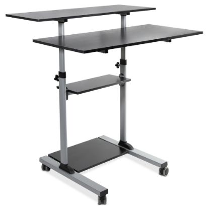 Picture of Mount-It! MI-7970 Height-Adjustable Mobile Standing Desk Workstation, 55inH x 39-1/2inW x 26inD, Silver