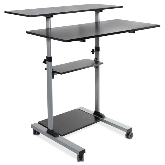 Picture of Mount-It! MI-7970 Height-Adjustable Mobile Standing Desk Workstation, 55inH x 39-1/2inW x 26inD, Silver