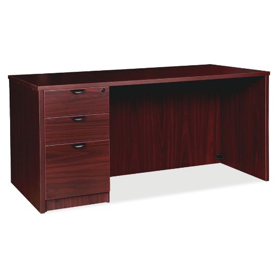 Picture of Lorell Prominence 2.0 60inW Left-Pedestal Computer Desk, Mahogany